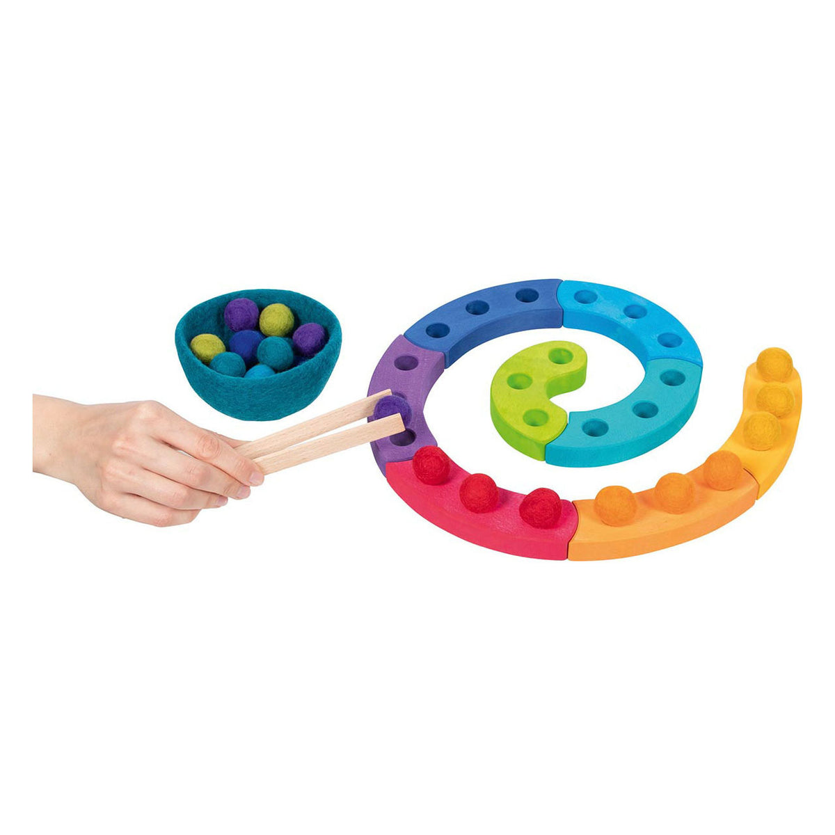 Goki wooden colour sorting game spiral, 29 pcs.