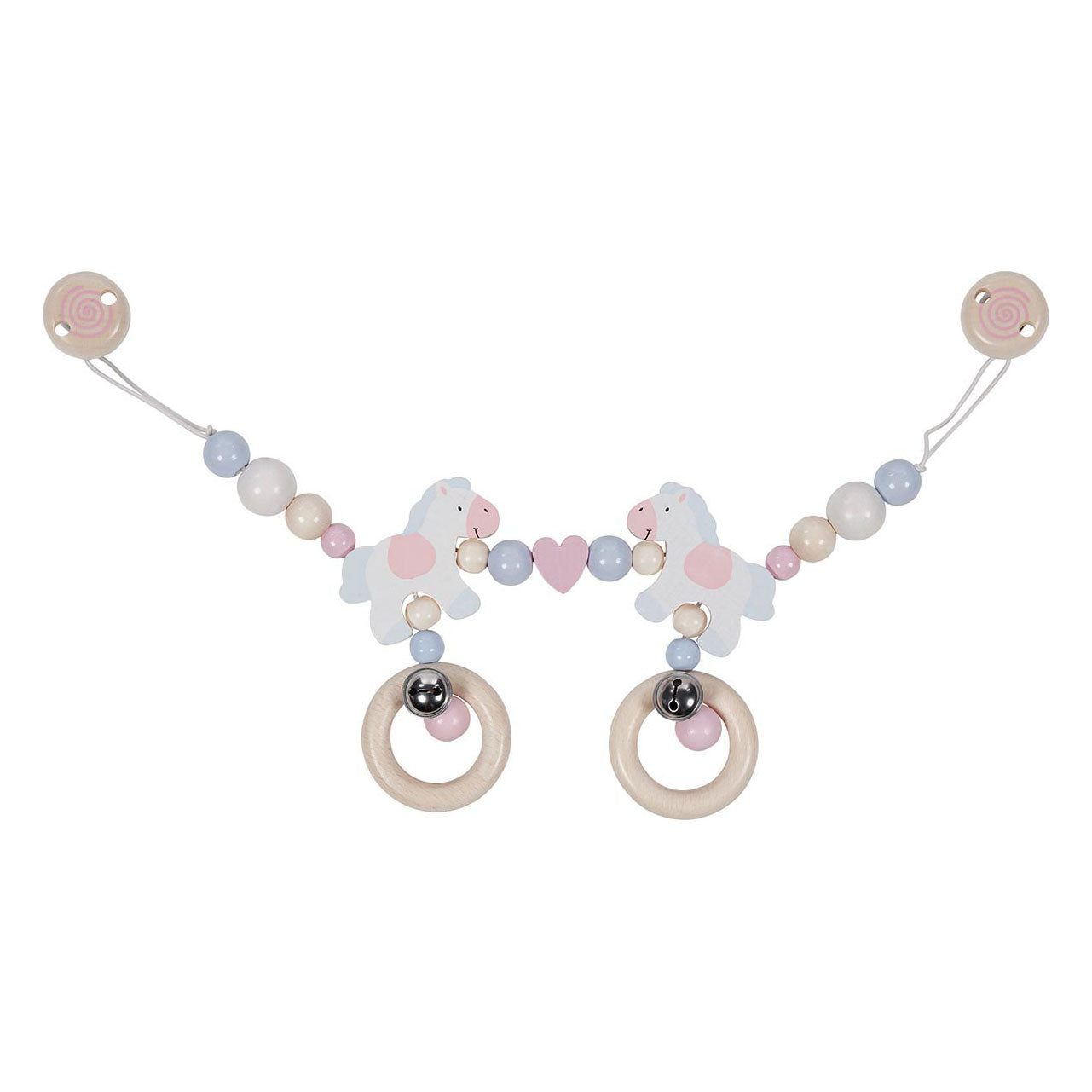 Goki houten wandelwagenketting paard met clips