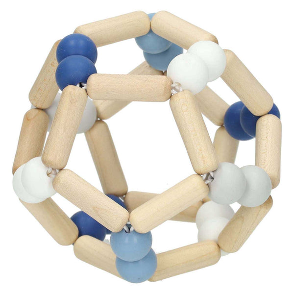 Goki houten grijpring elastische bal blauw