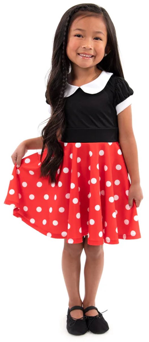 Little adventures - retro polka dot twirl jurk – maat xl (128-134) 128 134