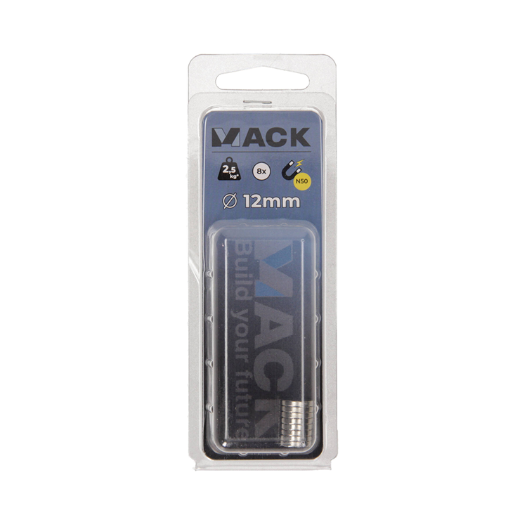 Mack 1076877 - schijfmagneten neodymium 12mm*2mm (n50) - zilver 8st | 4 stuks