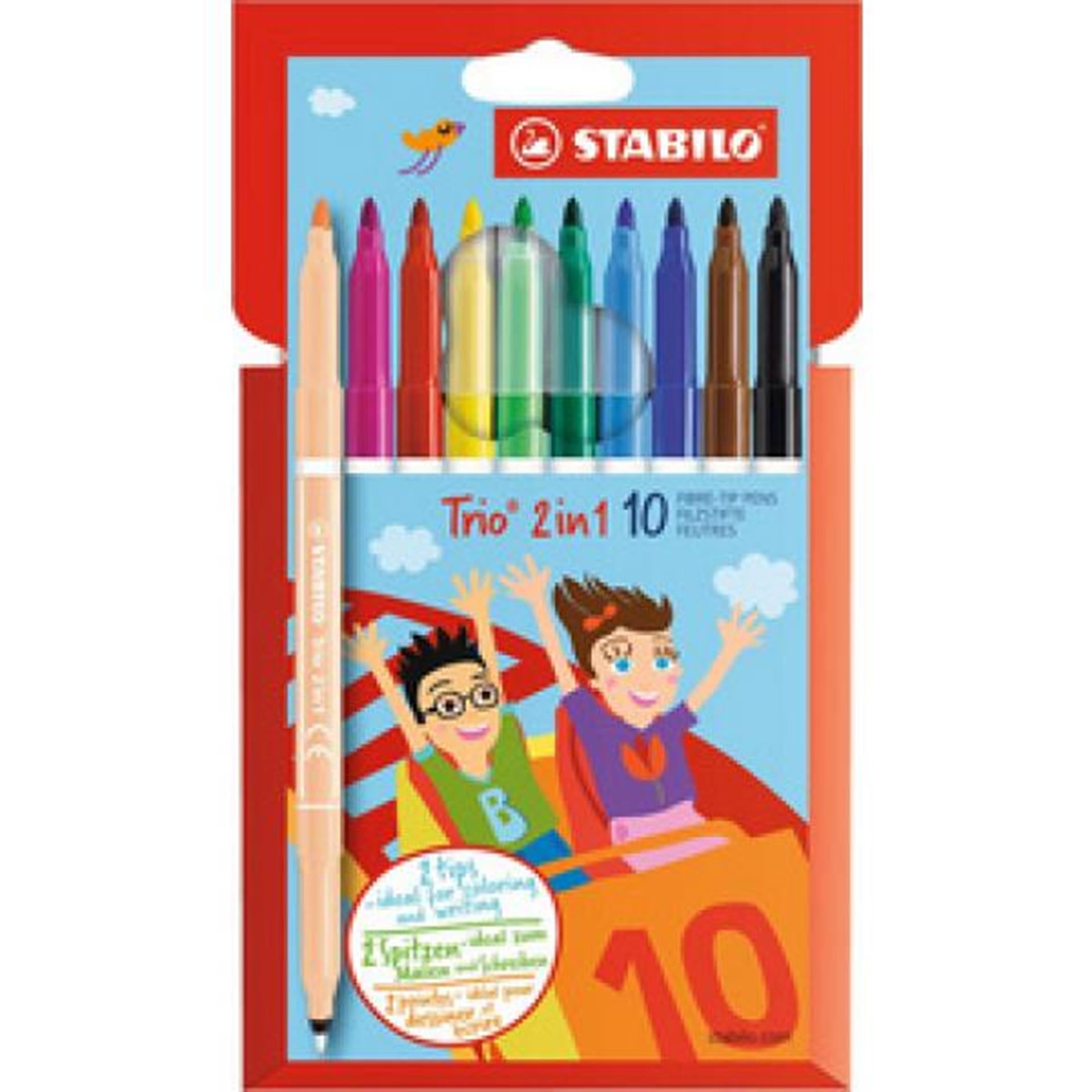 Stabilo trio 2 in 1 viltstift etui 10