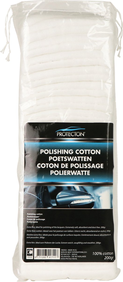 Protecton poetswatten - ideaal voor het in- en uitpoetsen - zacht voor het te behandelen oppervlak - krasvrij - 200gr