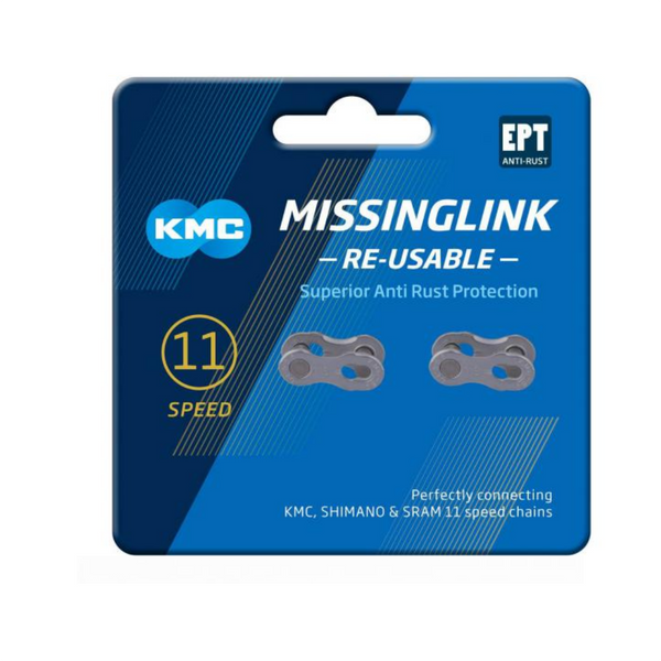 Maillon de chaîne KMC Missinglink X11 argent, EPT, 1 2x11 128, antirouille 2 par carte