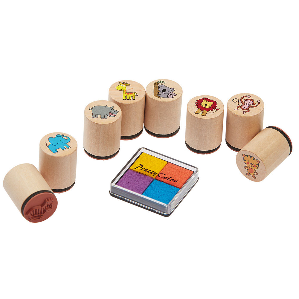 Goki houten stempelset - wilde dieren