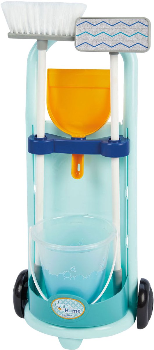 Ecoiffier schoonmaakwagen blauw, 5dlg.