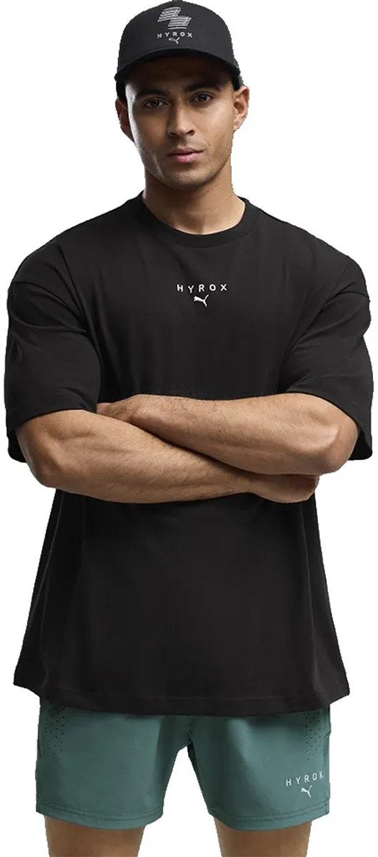 Puma x hyrox lifestyle t-shirt met korte mouwen zwart m man
