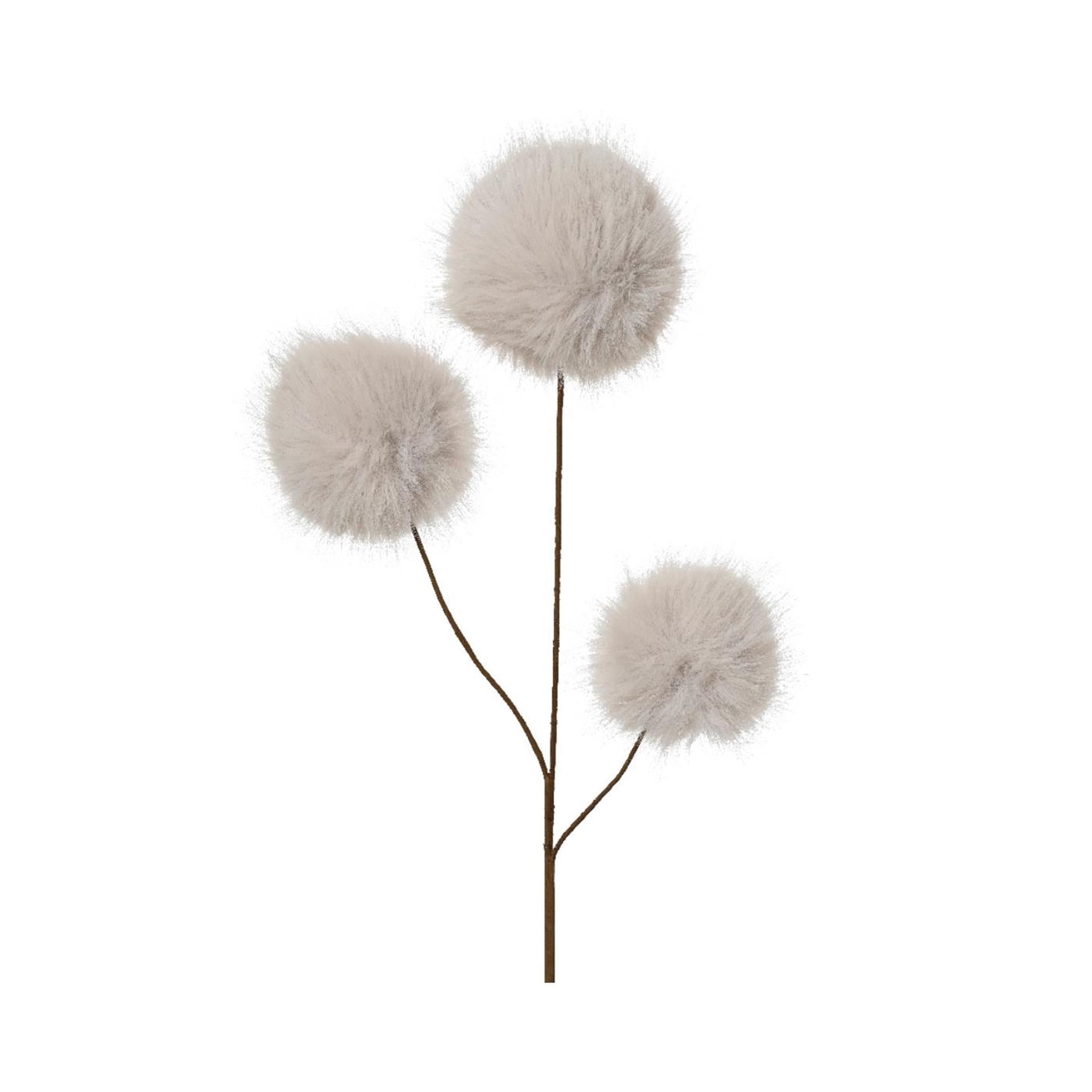 Decoris kunsttak met 3 bollen crème 12x12x70cm