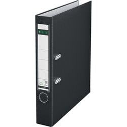 Ordner leitz 1015 plastic breedte 5,2cm zwart insteeketiket grijpgat