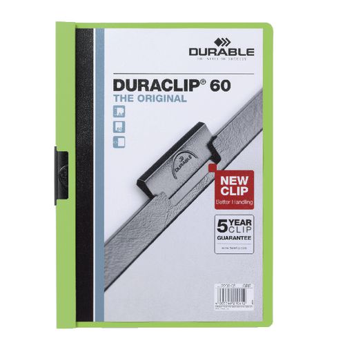 Klemmappen durable kunststof a4 22,5x31cm groen schuifklem capaciteit 6 mm