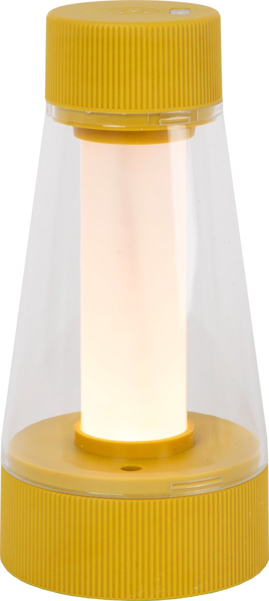 Lucide lorali - oplaadbare tafellamp binnen buiten - accu batterij - ø 7,7 cm - led dimbaar - 1x1,2w 2600k 3000k - ip44 - okergeel