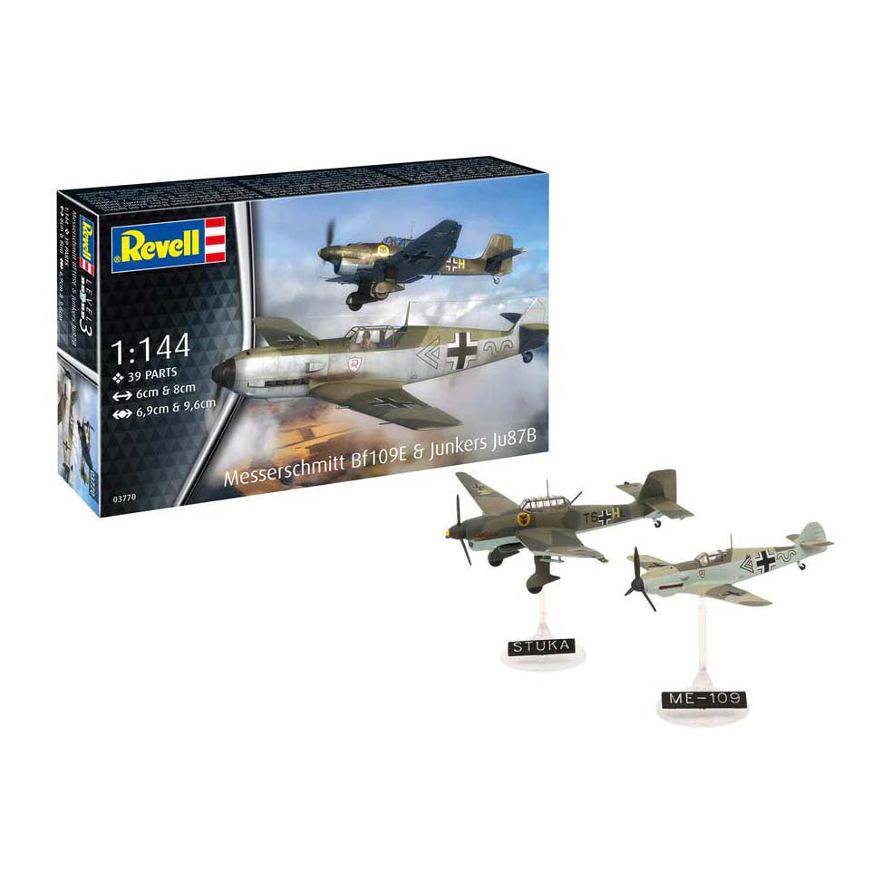 Revell modelbouwpakket - messerschmitt bf109e junkers ju87b 1:144 - 39dlg.
