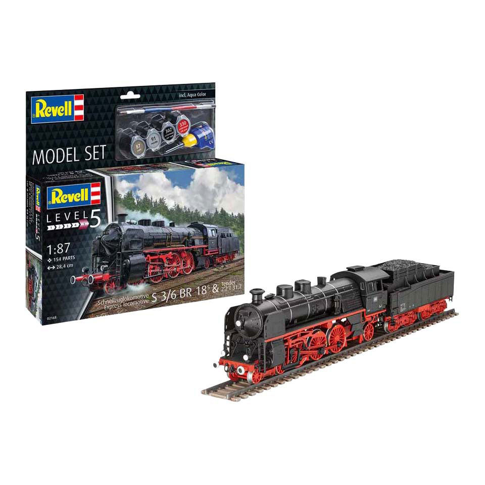 Revell modelbouwpakket - schnellzuglokomotive s3 6 br18 mit tende 1:87 - 154dlg.
