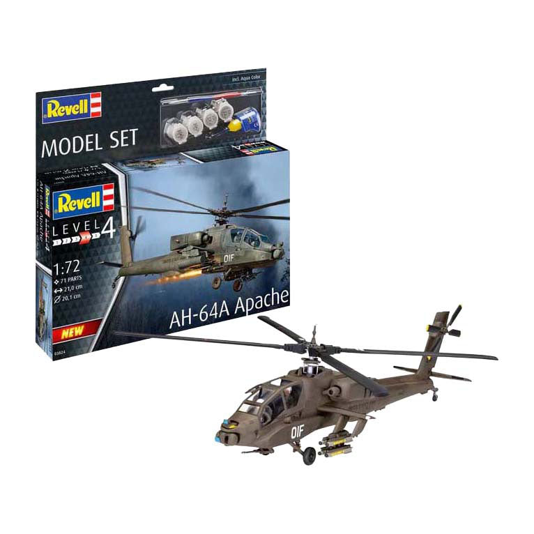 Revell modelbouwpakket - ah-64a apache 1:72 - 71dlg. - incl. basiskleuren verf