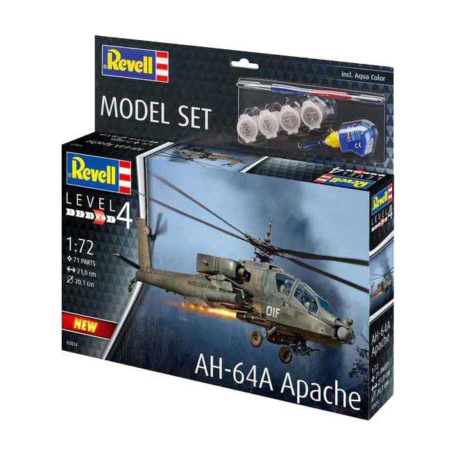 Revell modelbouwpakket - ah-64a apache 1:72 - 71dlg. - incl. basiskleuren verf