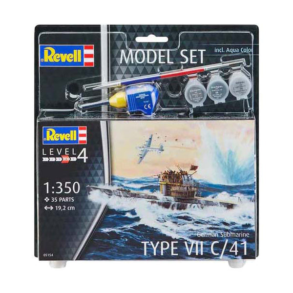 Revell modelbouwpakket - german submarine type vii c 41 1:350 - 35dlg. - incl. basiskleuren verf