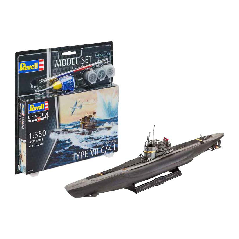 Revell modelbouwpakket - german submarine type vii c 41 1:350 - 35dlg. - incl. basiskleuren verf