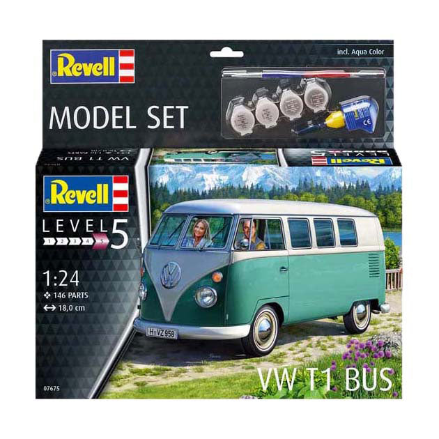 Revell modelbouwpakket - vw t1 bus 1:24 - 146dlg. - incl. basiskleuren verf
