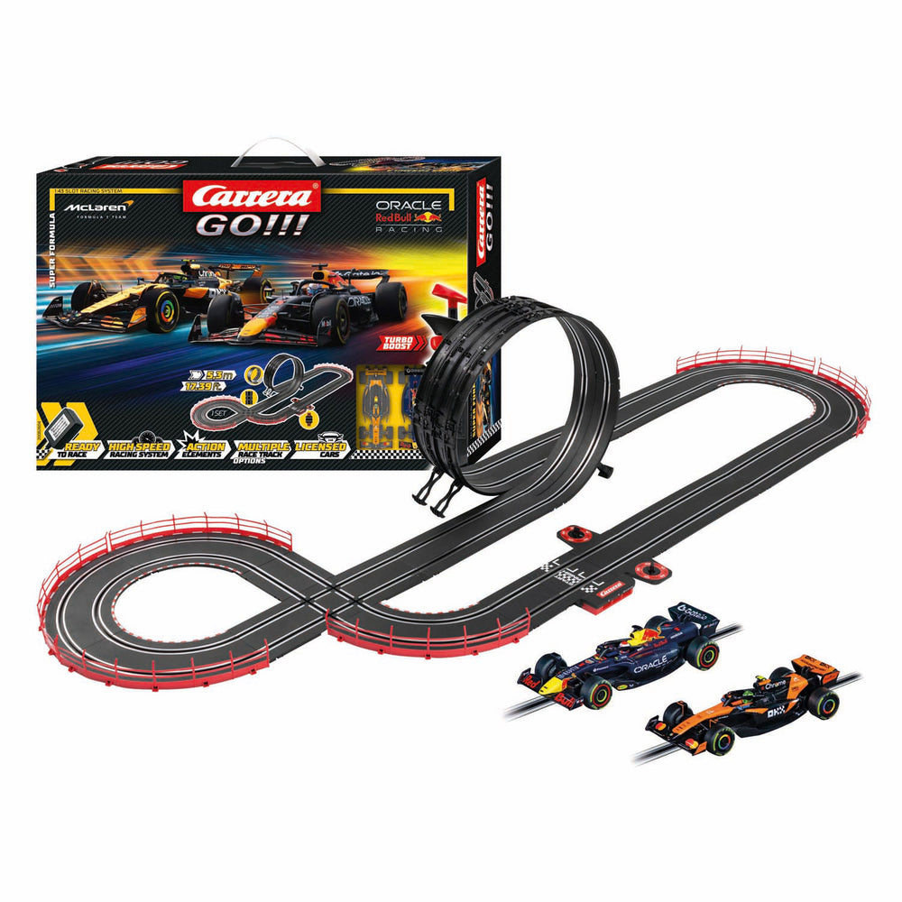 Carrera go!!! racebaan super formula - m. verstappen, no.1 vs. l. norris, no.4