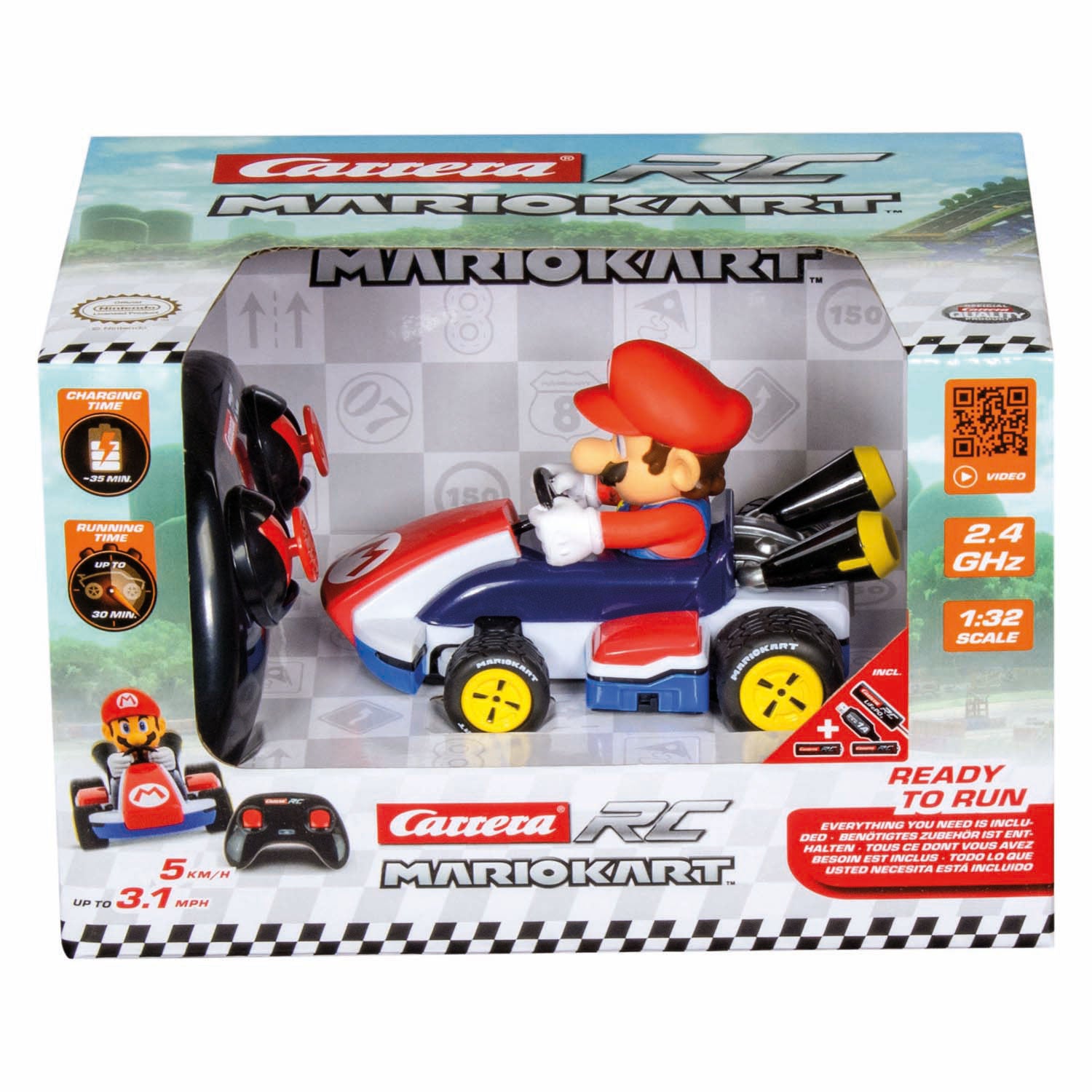 Carrera rc 2,4ghz mario kart race kart 1:32 - mario