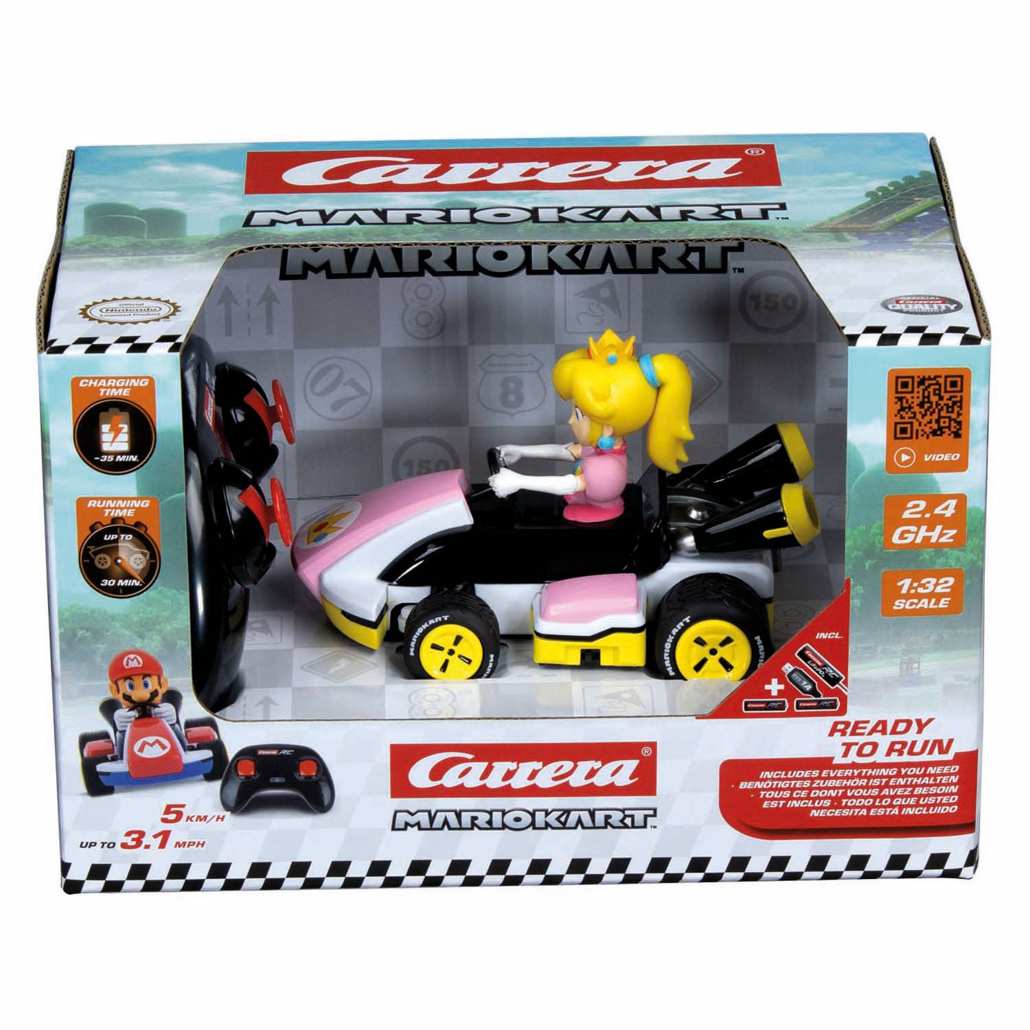 Carrera rc 2,4ghz mario kart race kart 1:32 - peach