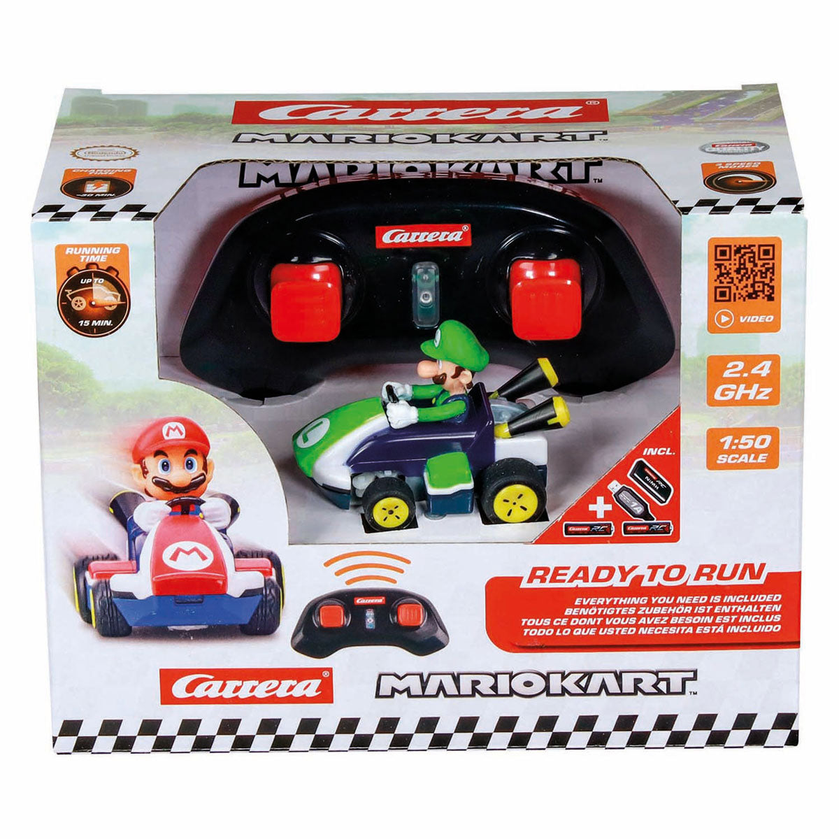 Carrera mini rc 2,4ghz mario kart luigi - 1:50
