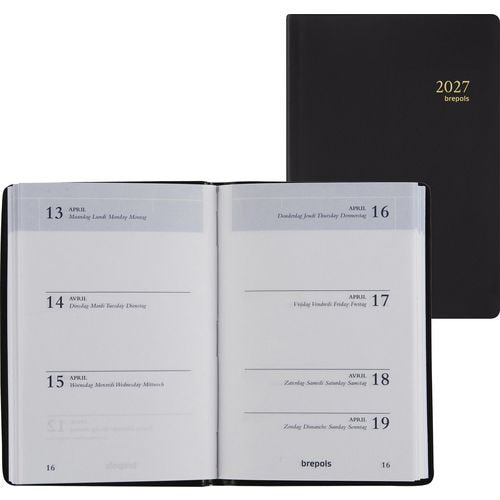 Zakagenda armada brepols kunststof 10,2x6,9cm zwart 7 dg 2 pag