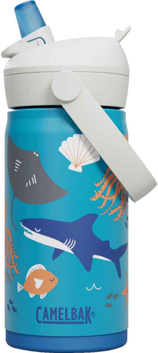 Camelbak thrive flip straw drinkfles kids - 350 ml - rvs - met rietje - isolatie waterfles - blauw