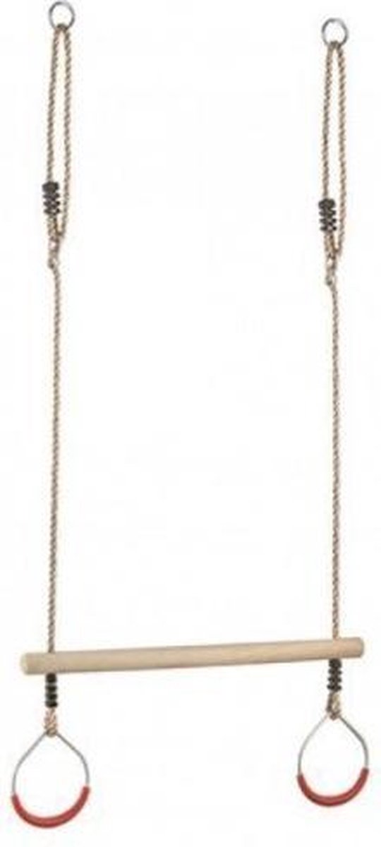 Kbt ringtrapeze hout met metalen ringen rood