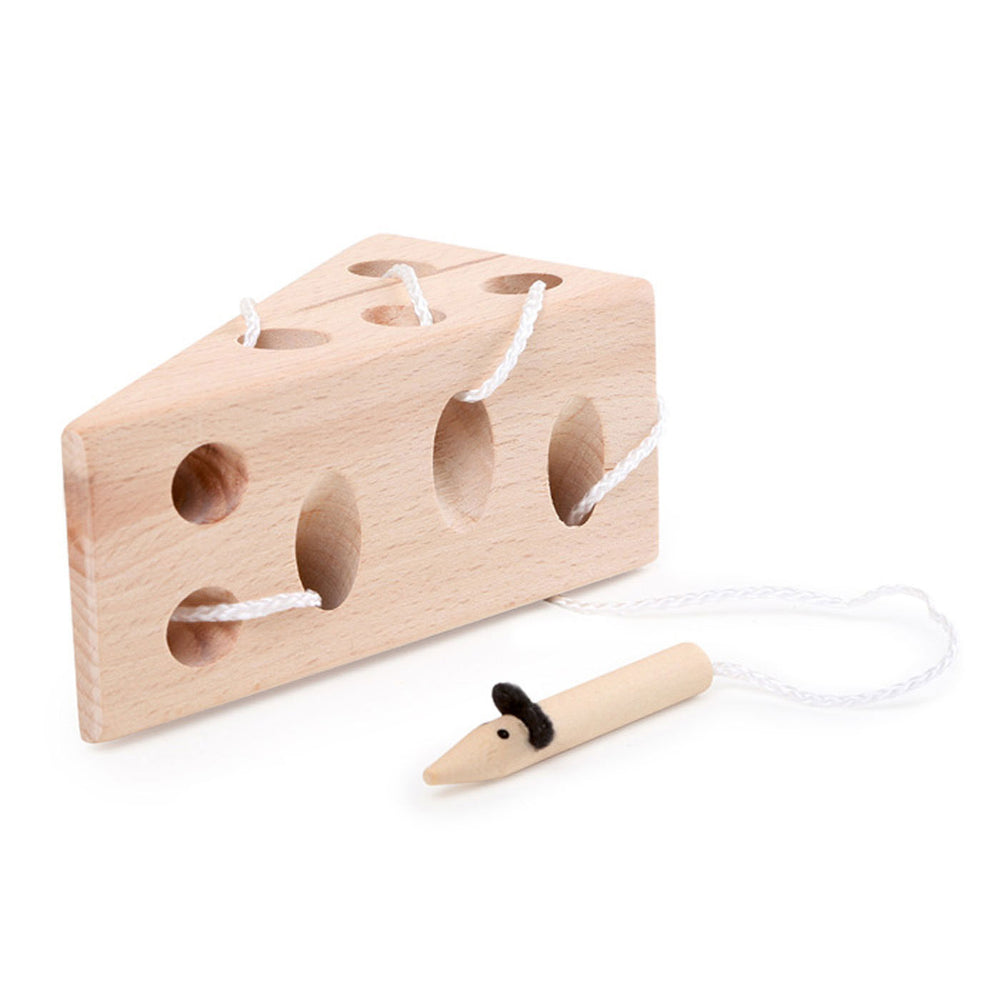 Small Foot - cheese and mouse wooden lacing game
