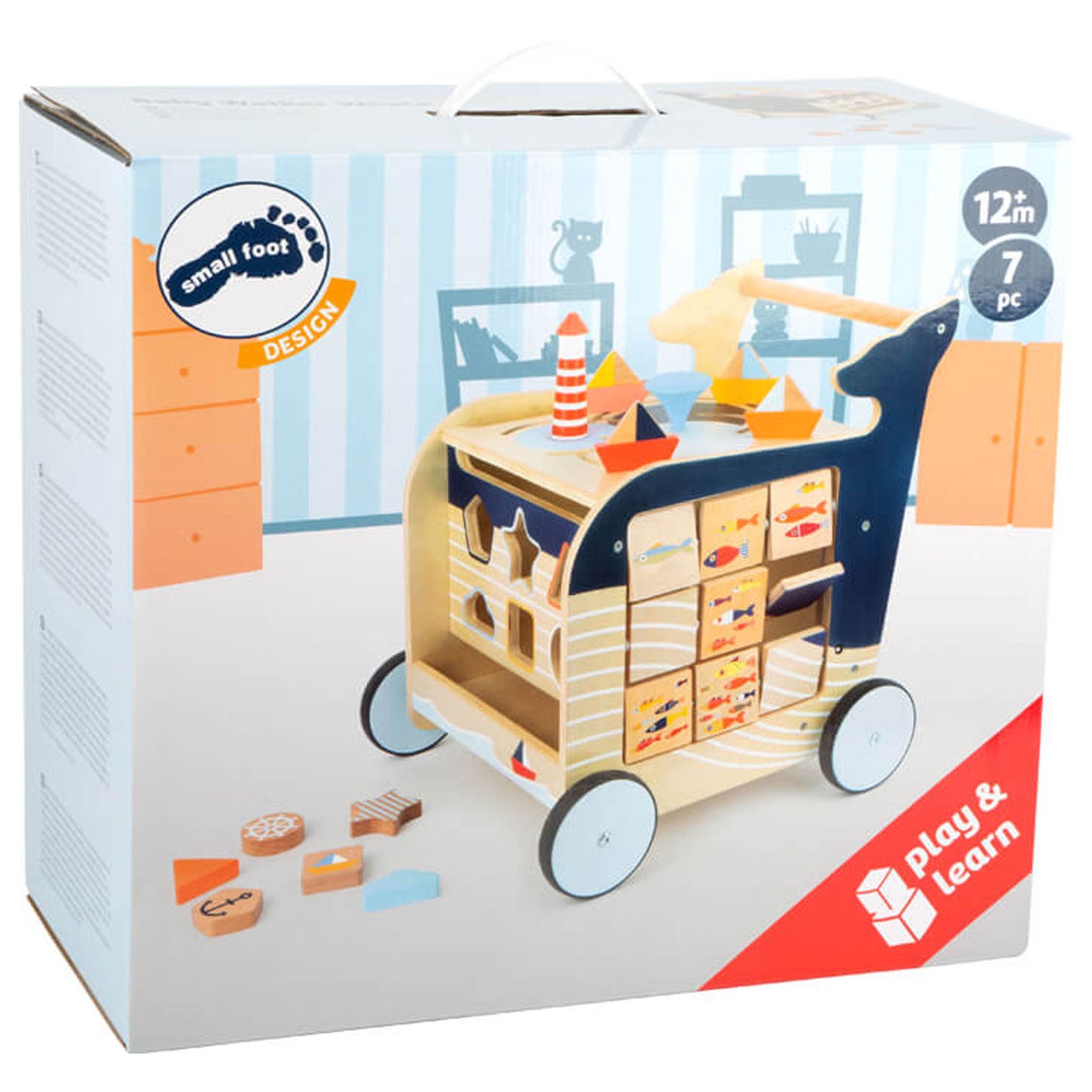 Small foot - wooden activity walker whale