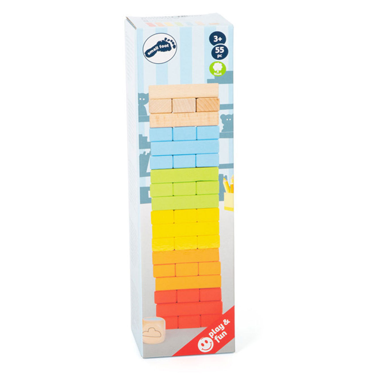 Small Foot - Houten Regenboog Wiebeltoren Spel