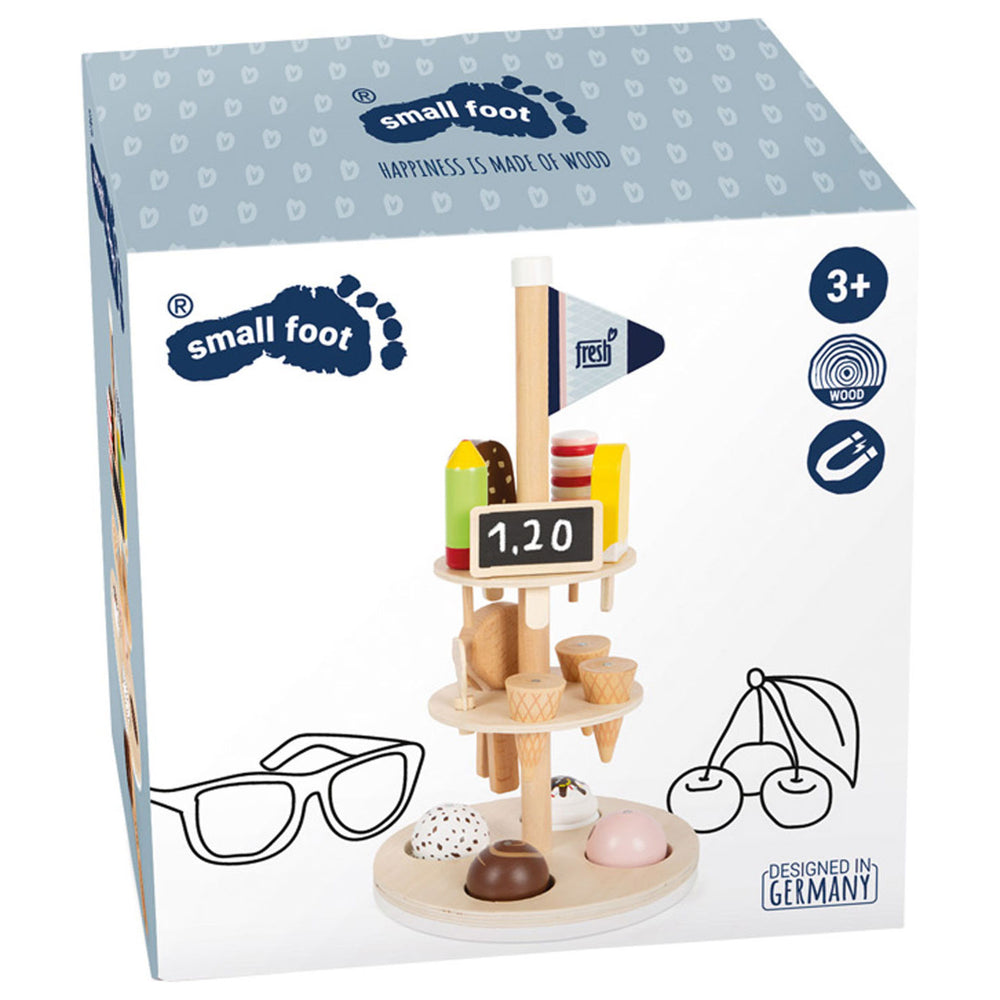 Small foot - wooden ice cream set with stand, 15 pcs.