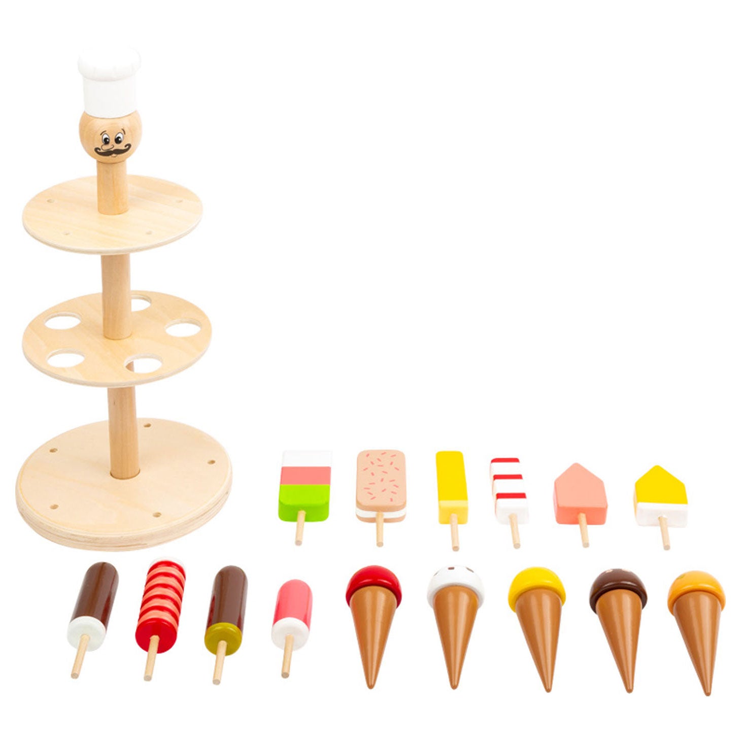 Small foot - wooden Luigi ice cream stand, 16 pcs.