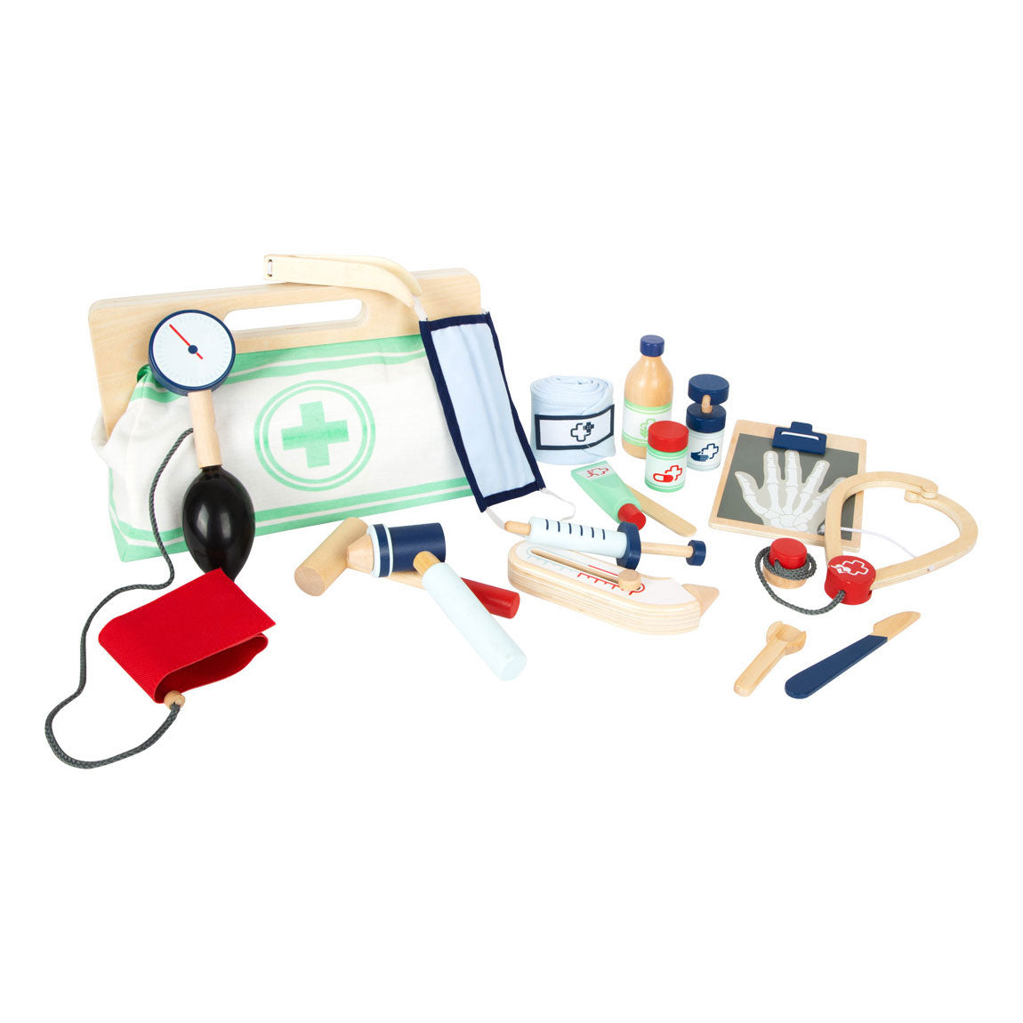 Small foot - dokterstas met houten dokter accessoires, 18dlg.