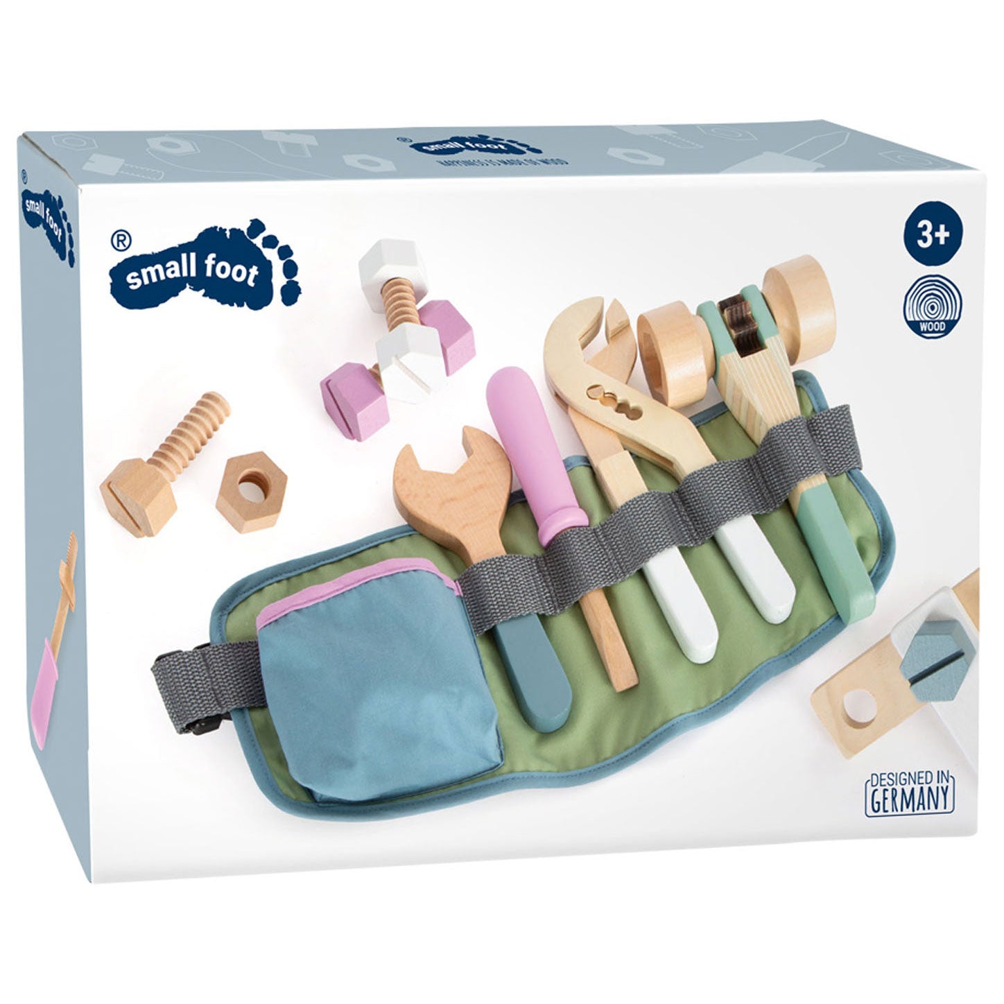 Small foot - tool belt with wooden tools, 15 pcs.