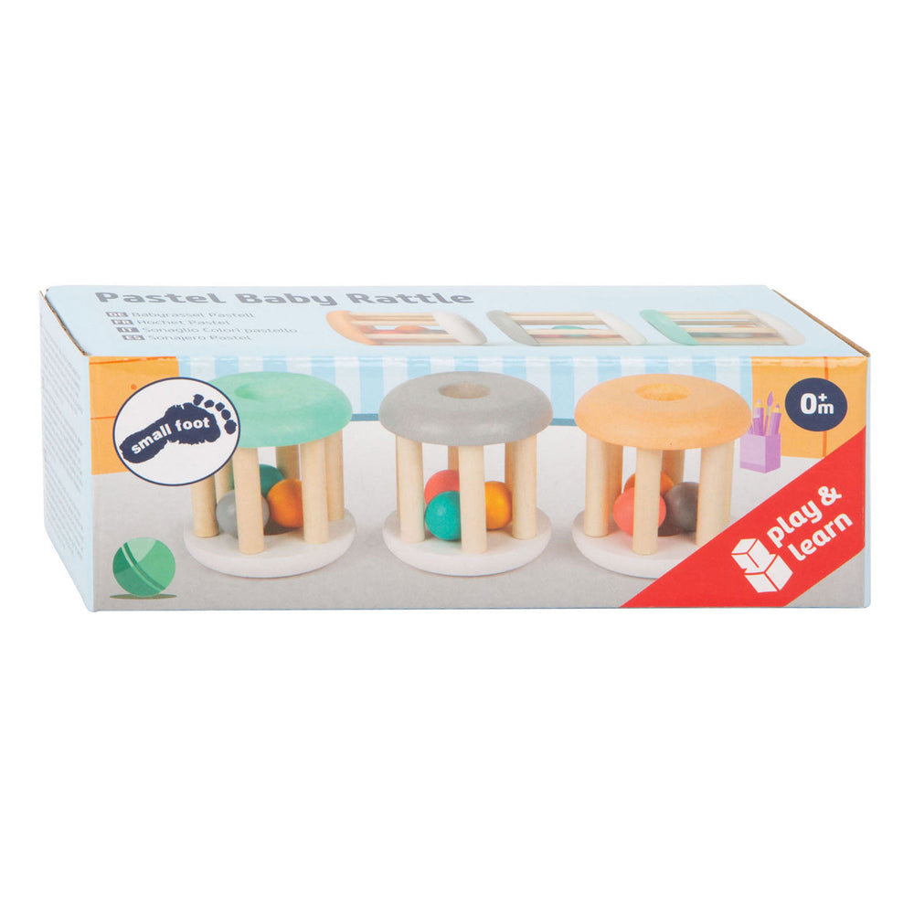 Small foot - wooden baby rattle pastel, 3 pcs.