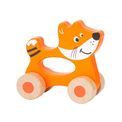 Small foot - wooden push toy animal on wheels