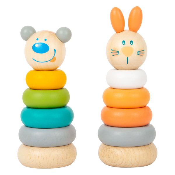 Small foot - houten stapeltoren dier pastel, 6dlg.