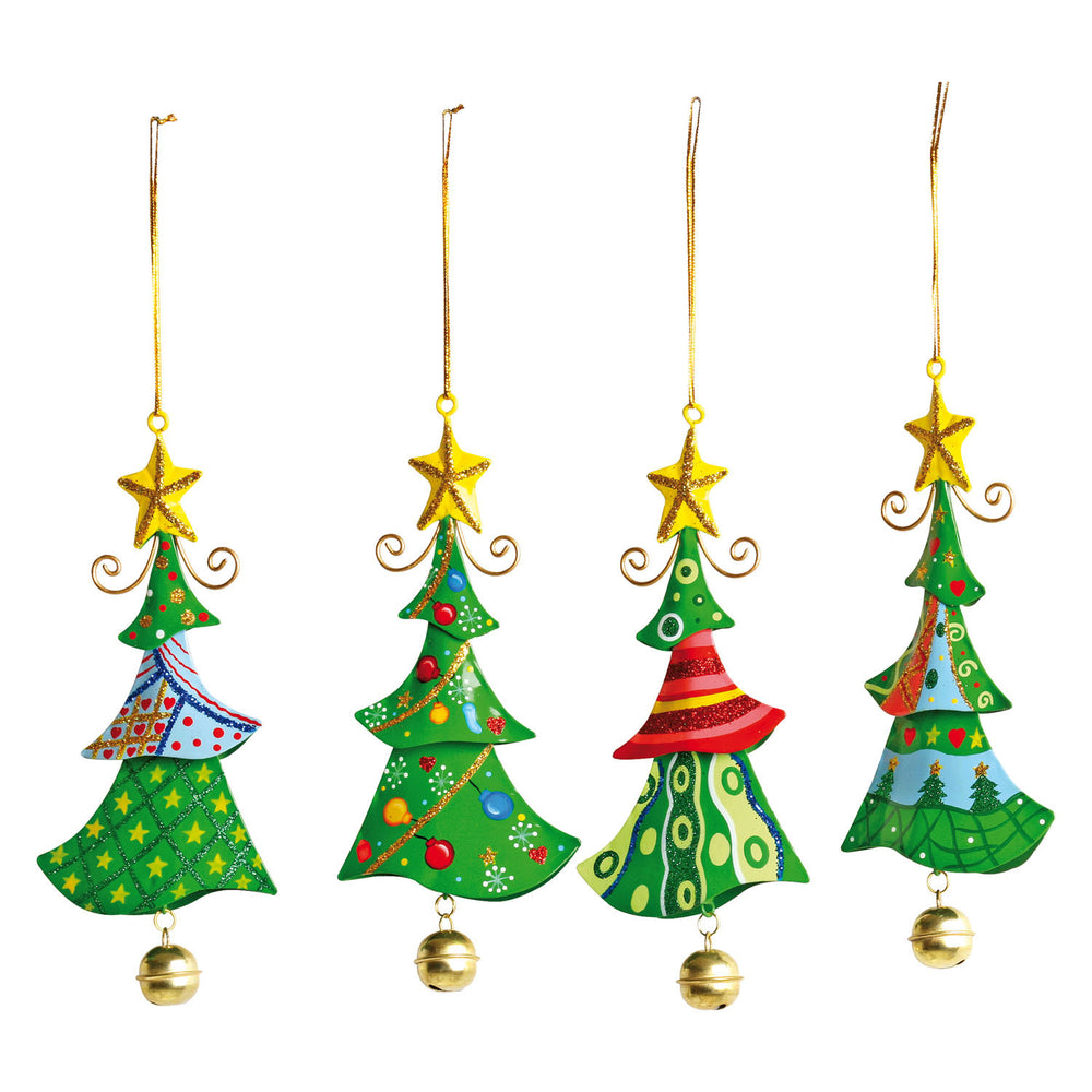 Small foot metal Christmas tree decorations, 4 pcs.
