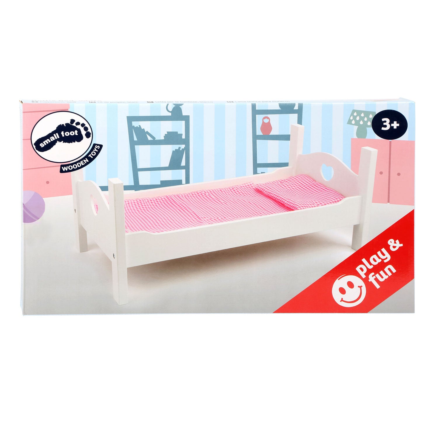 Small foot - houten poppenbed wit met beddengoed, 4dlg.