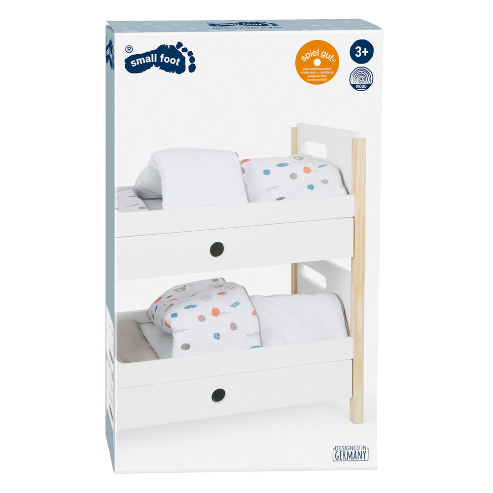 Small foot - houten poppenhoogslaper little button met beddengoed, 6dlg.