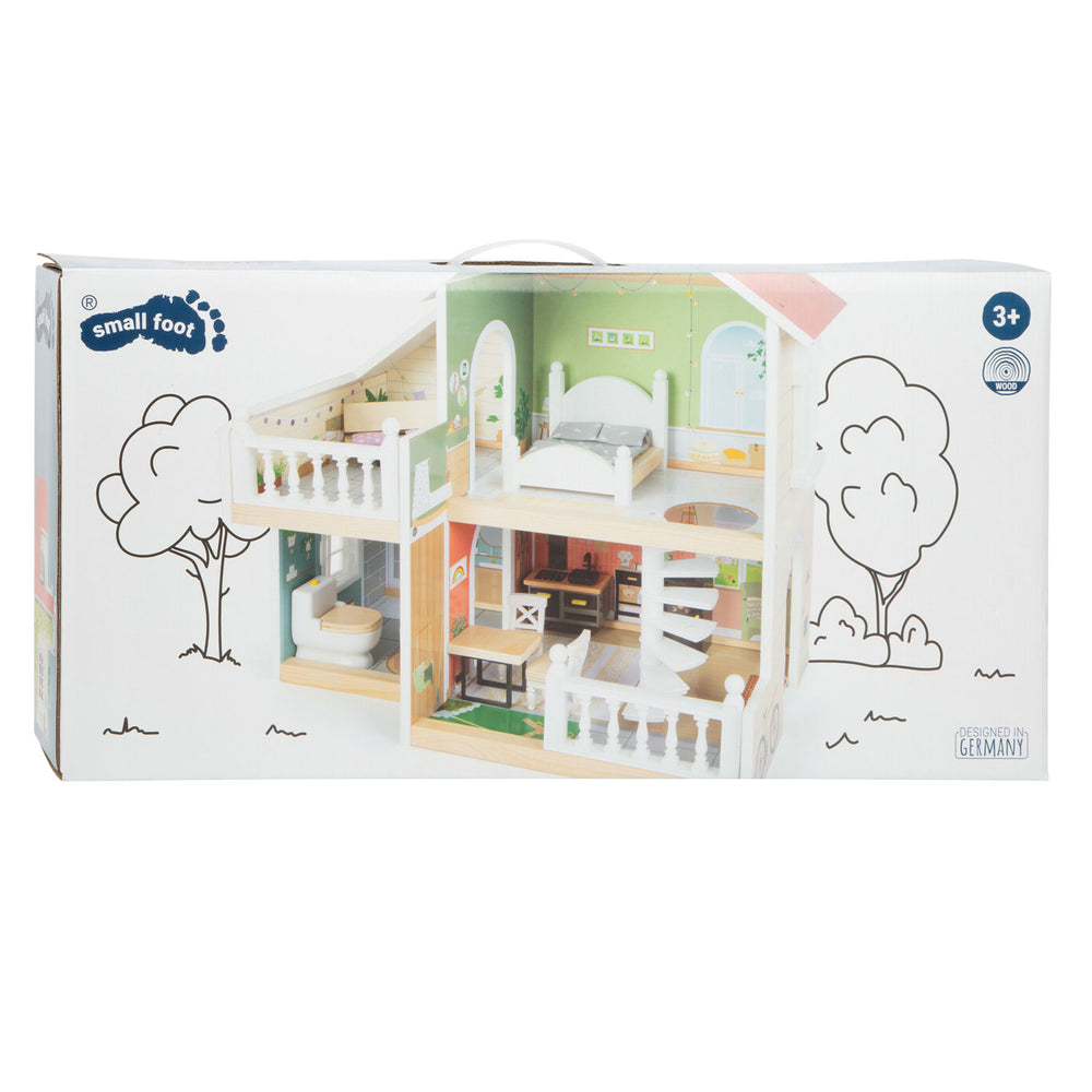Small foot - wooden urban villa dollhouse with furniture, 9-piece.
