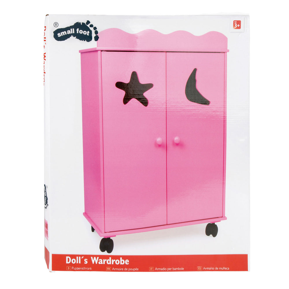Small foot - wooden doll wardrobe pink