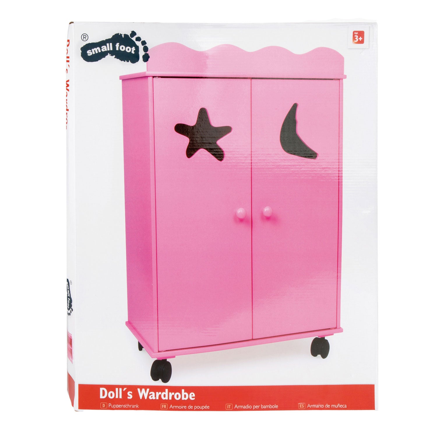 Small foot - wooden doll wardrobe pink