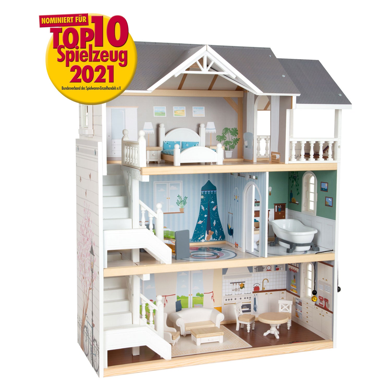Small Foot Houten Stadsvilla Poppenhuis met Accessoires, 13dlg.