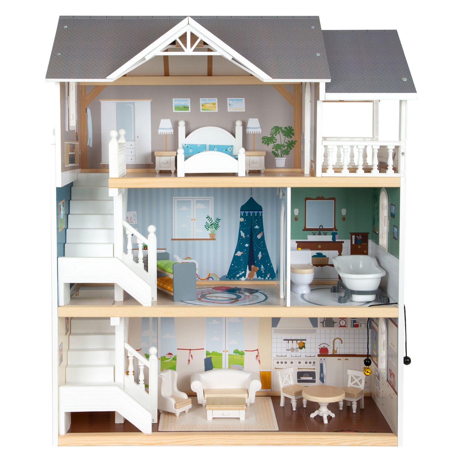 Small Foot Houten Stadsvilla Poppenhuis met Accessoires, 13dlg.