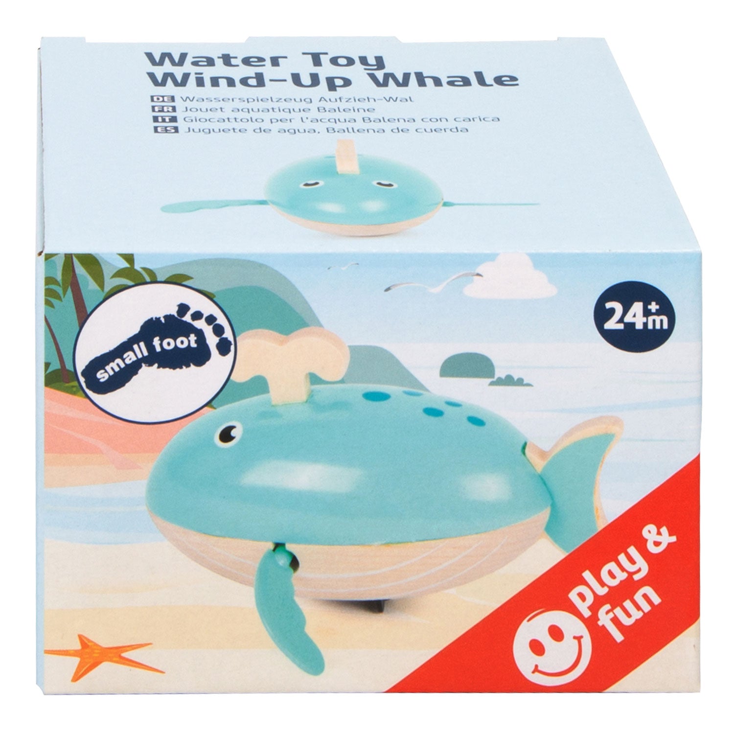 Small foot - bath toy wooden whale wind-up
