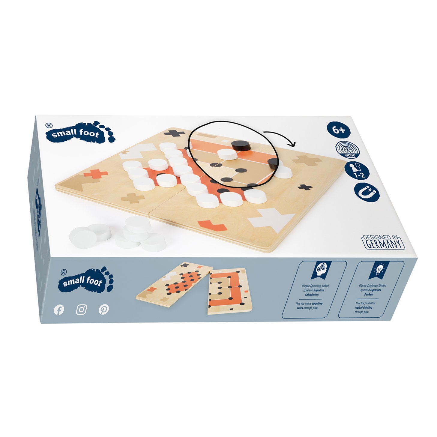 Small foot - Wooden solitaire and nine men's morris golden edition