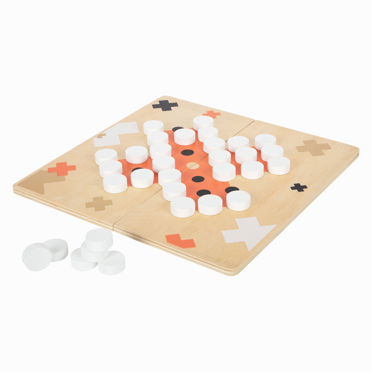 Small foot - Wooden solitaire and nine men's morris golden edition